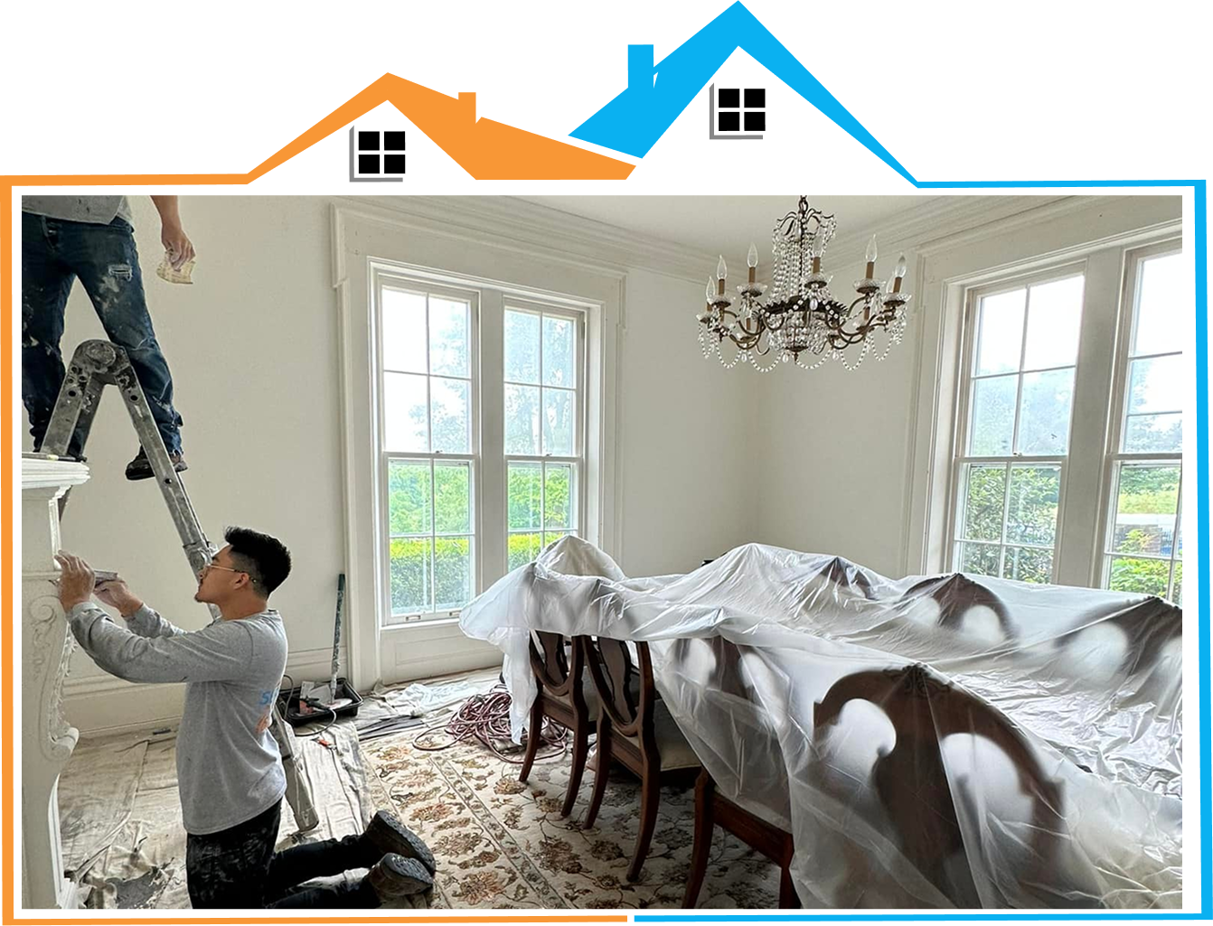 a two person man interior painting service